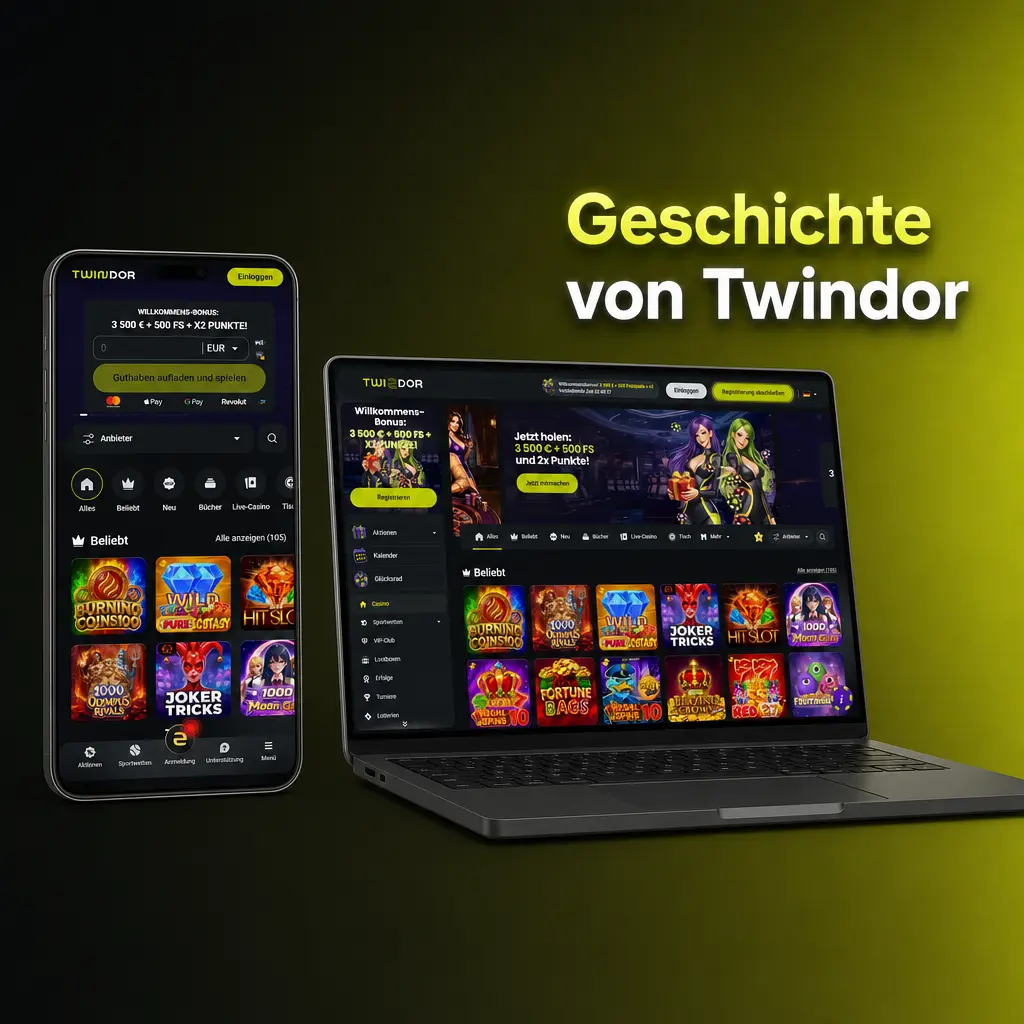 Geschichte von Twindor: Entwicklung der Online-Glücksspielplattform für Sportwetten und Casinospiele mit Curaçao-Lizenz.