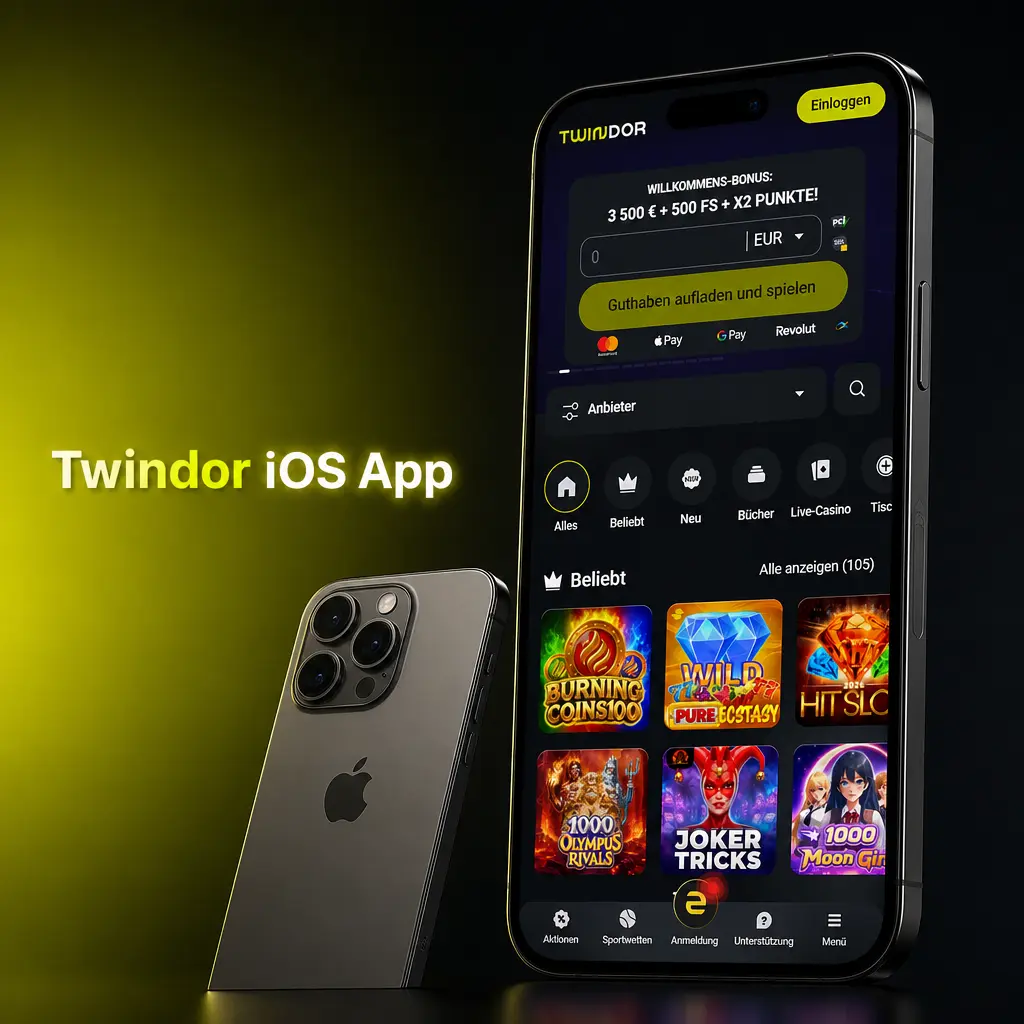 Twindor iOS App für iPhone und iPad mit Sportwetten und Live-Casino-Spielen, kostenlos ab iOS 14.0