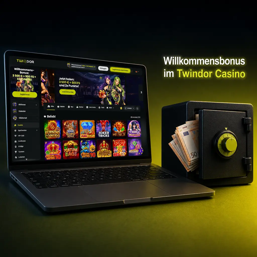 Twindor Casino Willkommensbonus: 3500 EUR, 500 Freispiele und bis zu x2 Einzahlungsbonus für neue Spieler aus Deutschland.